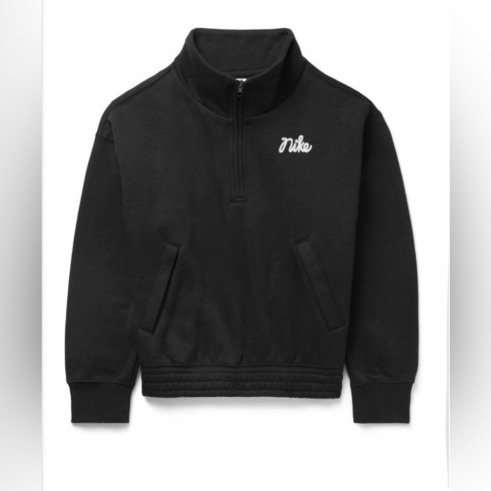 Nike Girl’s Black Basketball Half-Zip Cropped Sweatshirt Size L Casual Logo